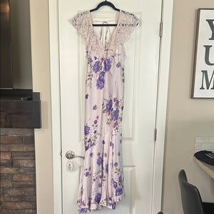 Free People Floral Maxi Dress - Purple and Cream